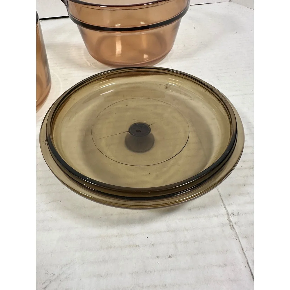 Visions by‎ Corning Amber Glass Double Boiler Set V-1.5-B 1.5L France 3 Piece
